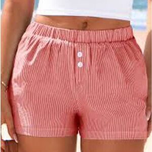 No Boundaries Red and White Striped High Waist Shorts